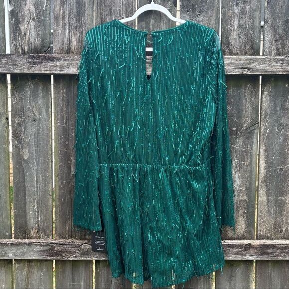 Lulu’s Always Partying Emerald Green Sequin Romper NWT XL - Picture 10 of 11